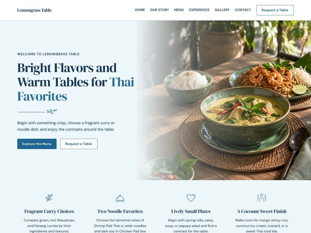 Thai Restaurant homepage in 10 · Coastal Azure